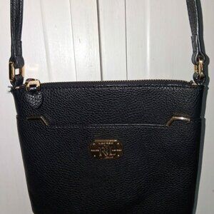 Lauren Ralph Lauren Black Pebble Leather Crossbody Bag